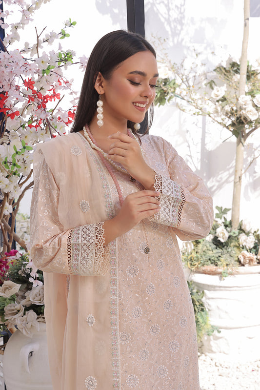 Blushing Nude with Pink Accented Embroidery