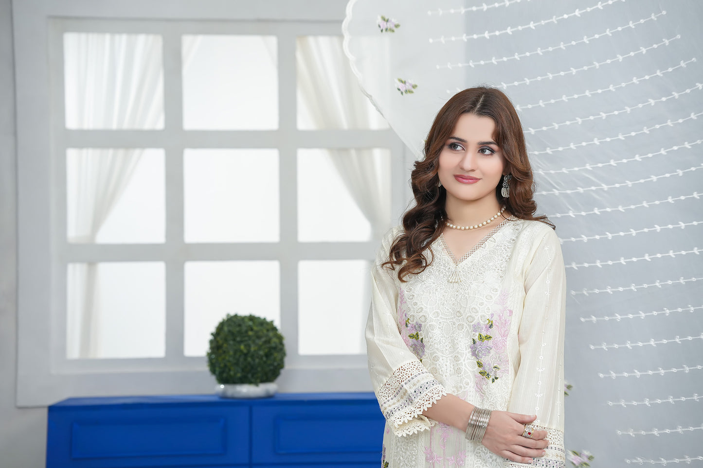 Ivory Dream Floral Embroidered