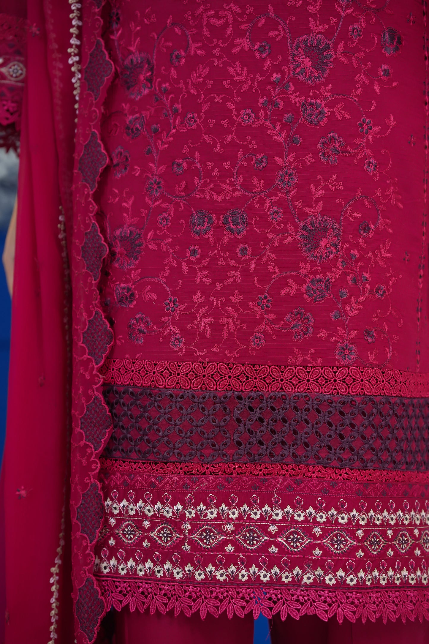 Bold Berry Embroidered Suit