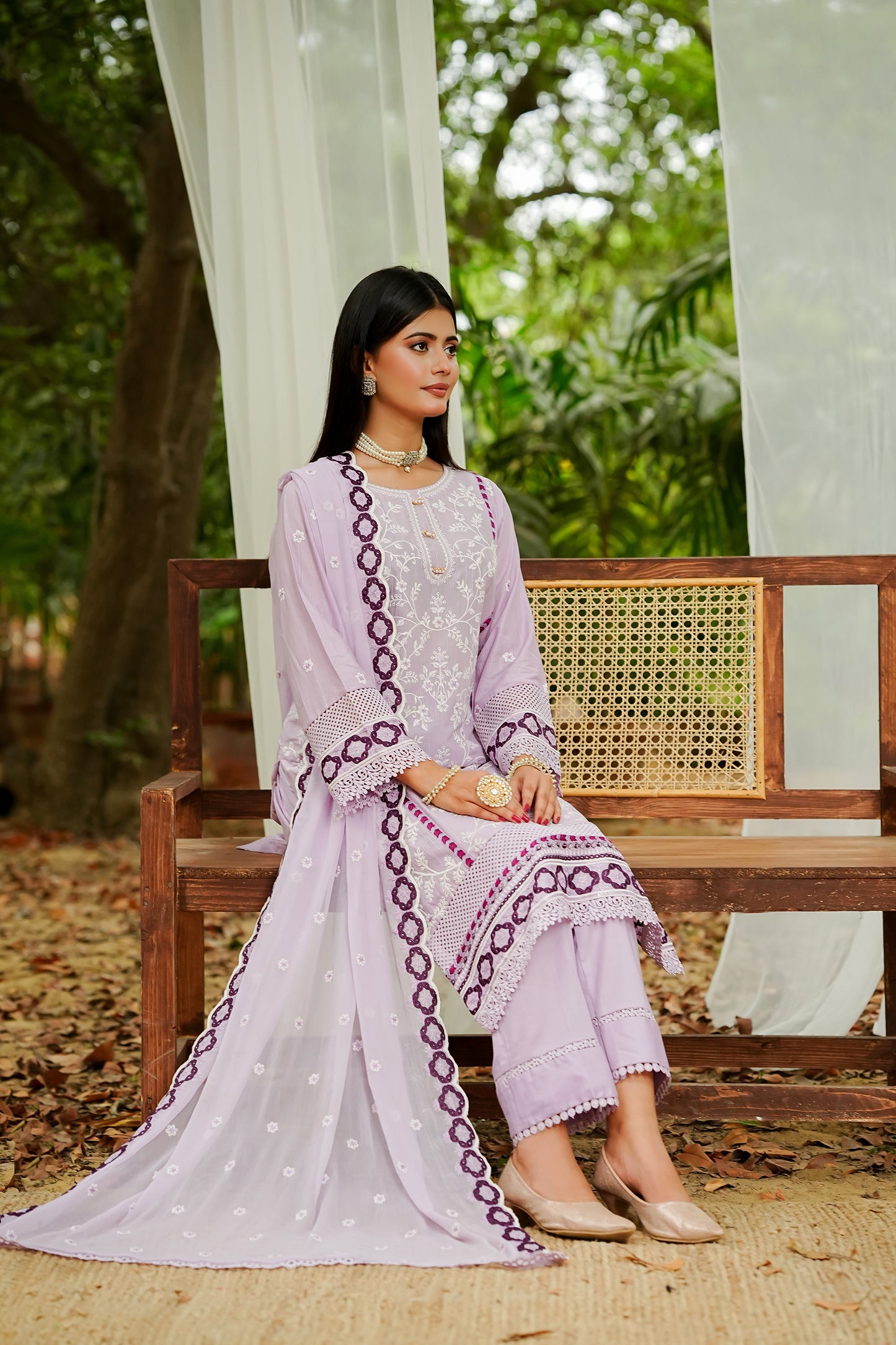 Lavender Lilac Embroidery Suit