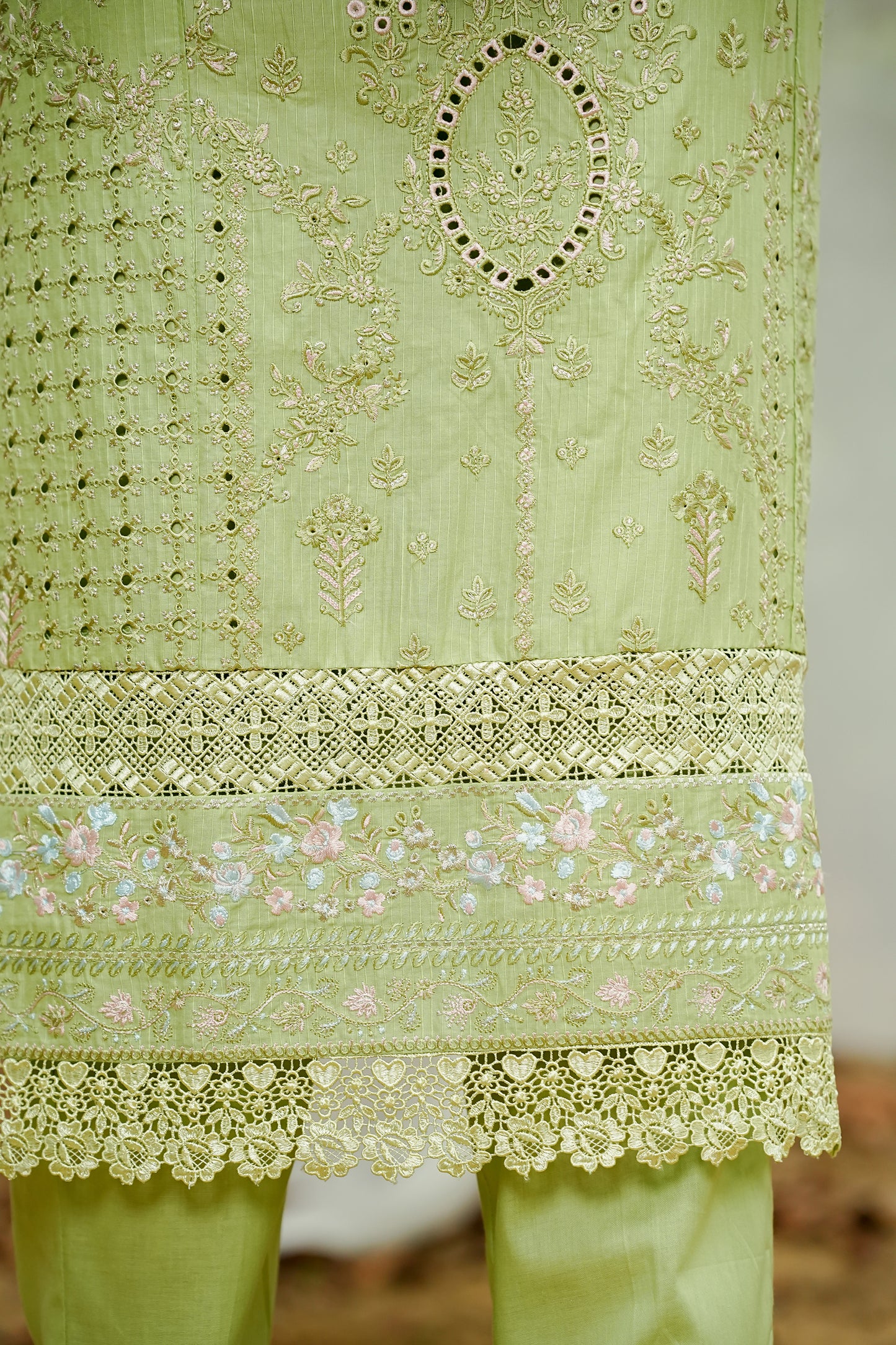 Pistachio Green Embroidered Suit