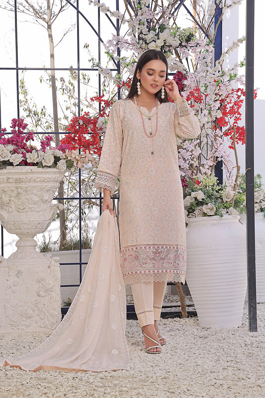 Blushing Nude with Pink Accented Embroidery