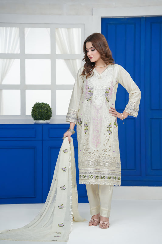 Ivory Dream Floral Embroidered