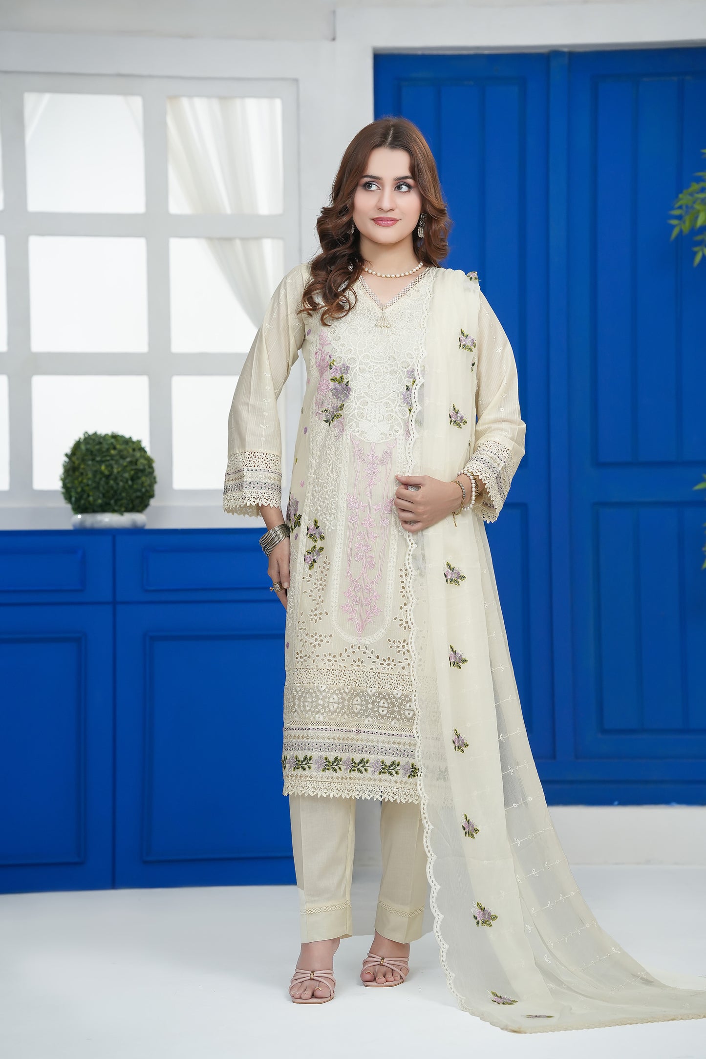 Ivory Dream Floral Embroidered