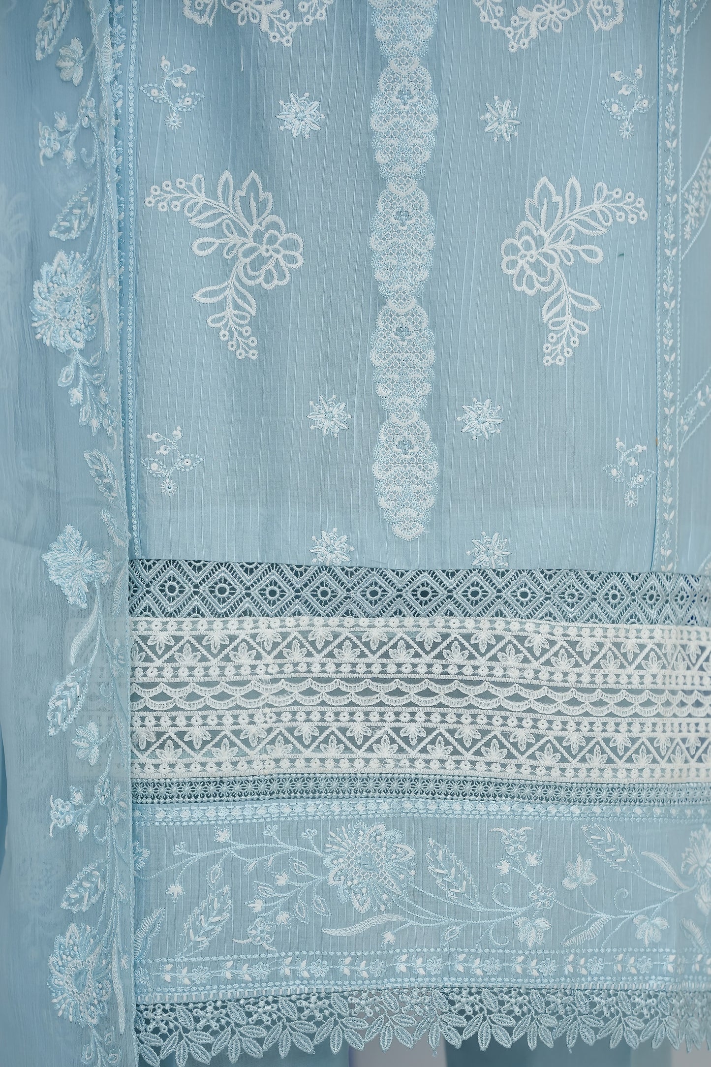 Azure Blue White-on-Blue Embroidery