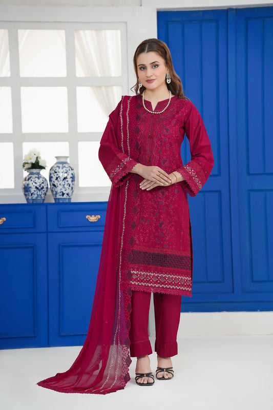 Bold Berry Embroidered Suit