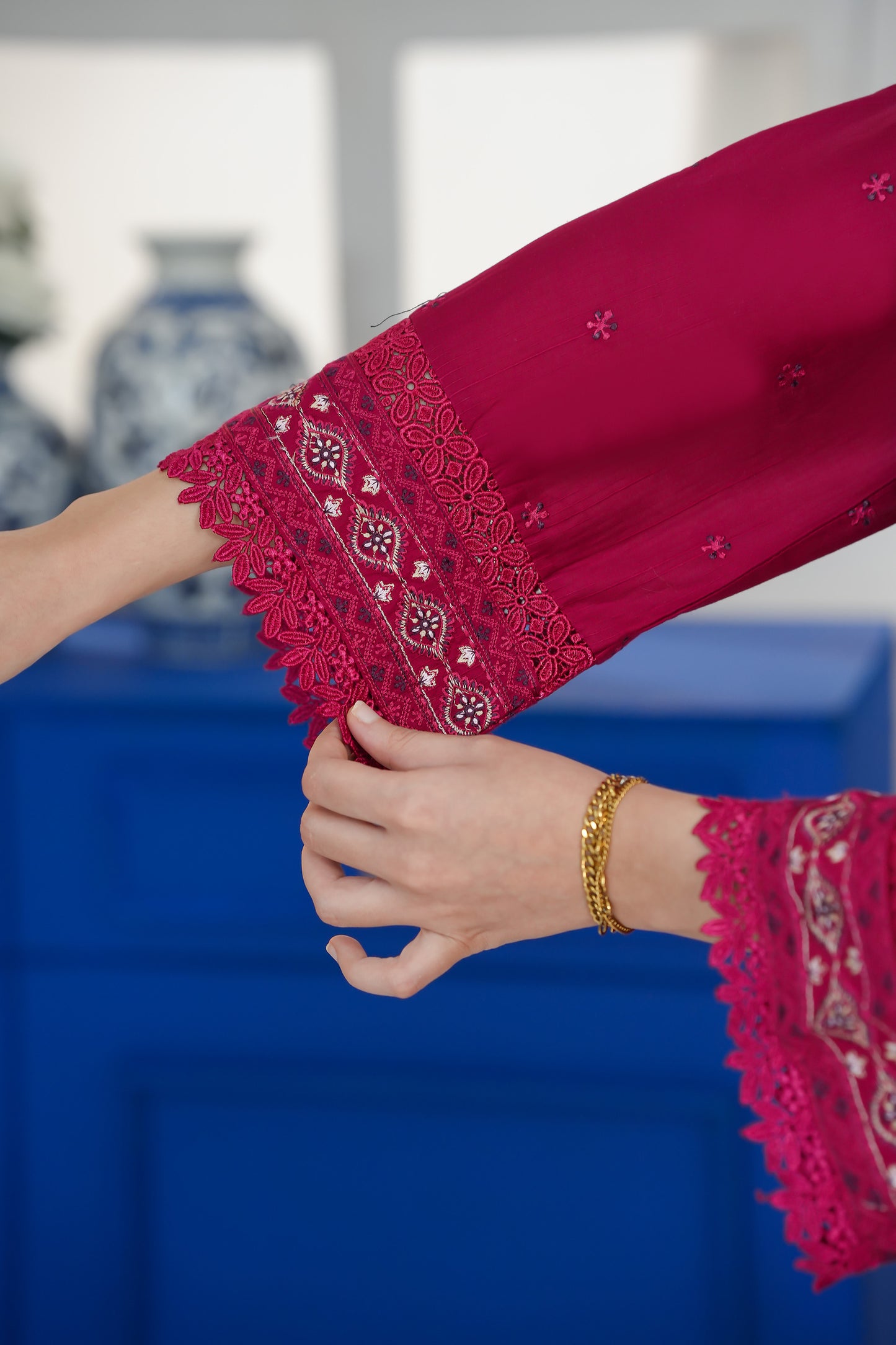 Bold Berry Embroidered Suit