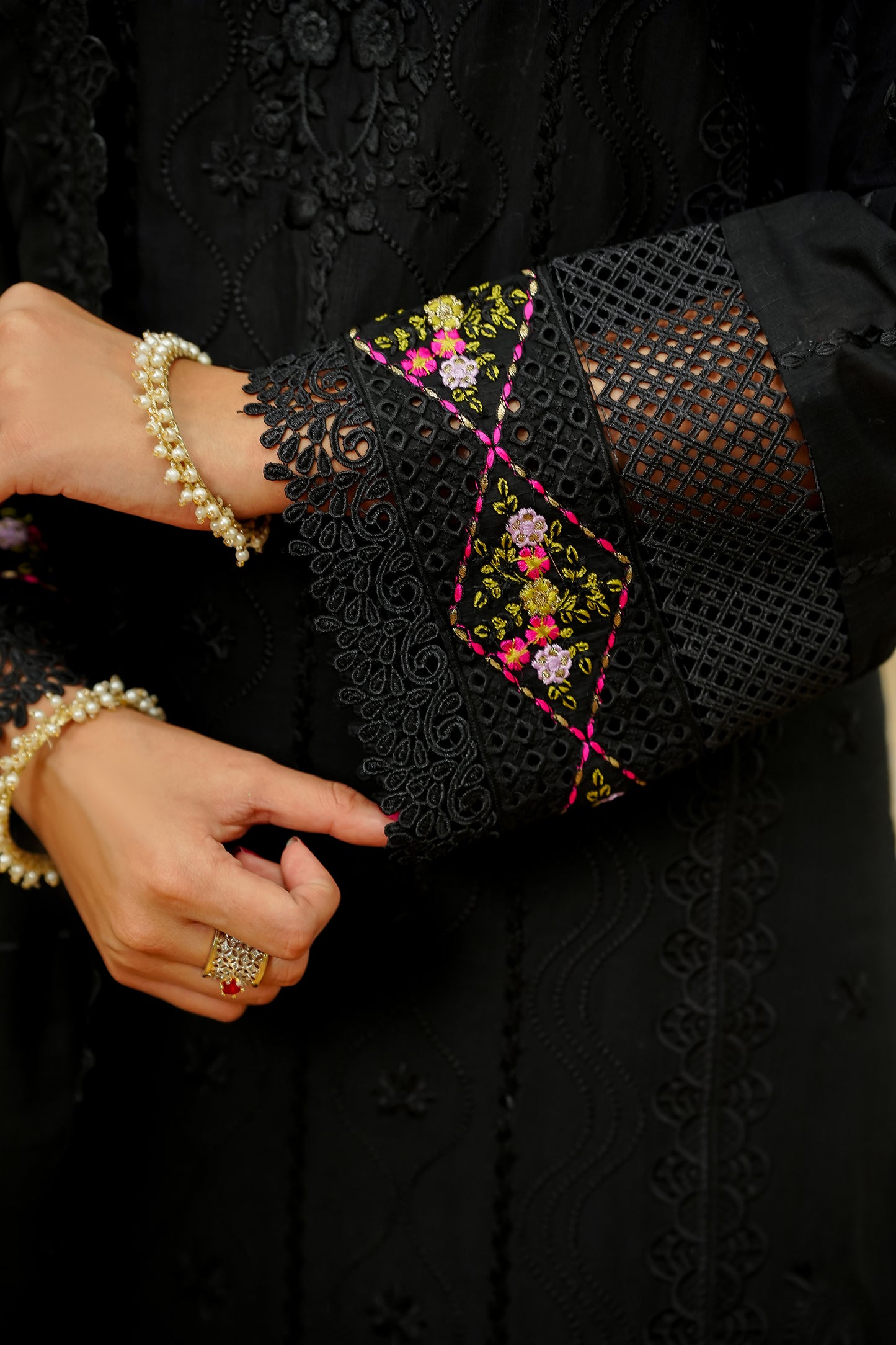 Elegant Black Embroidered Suit