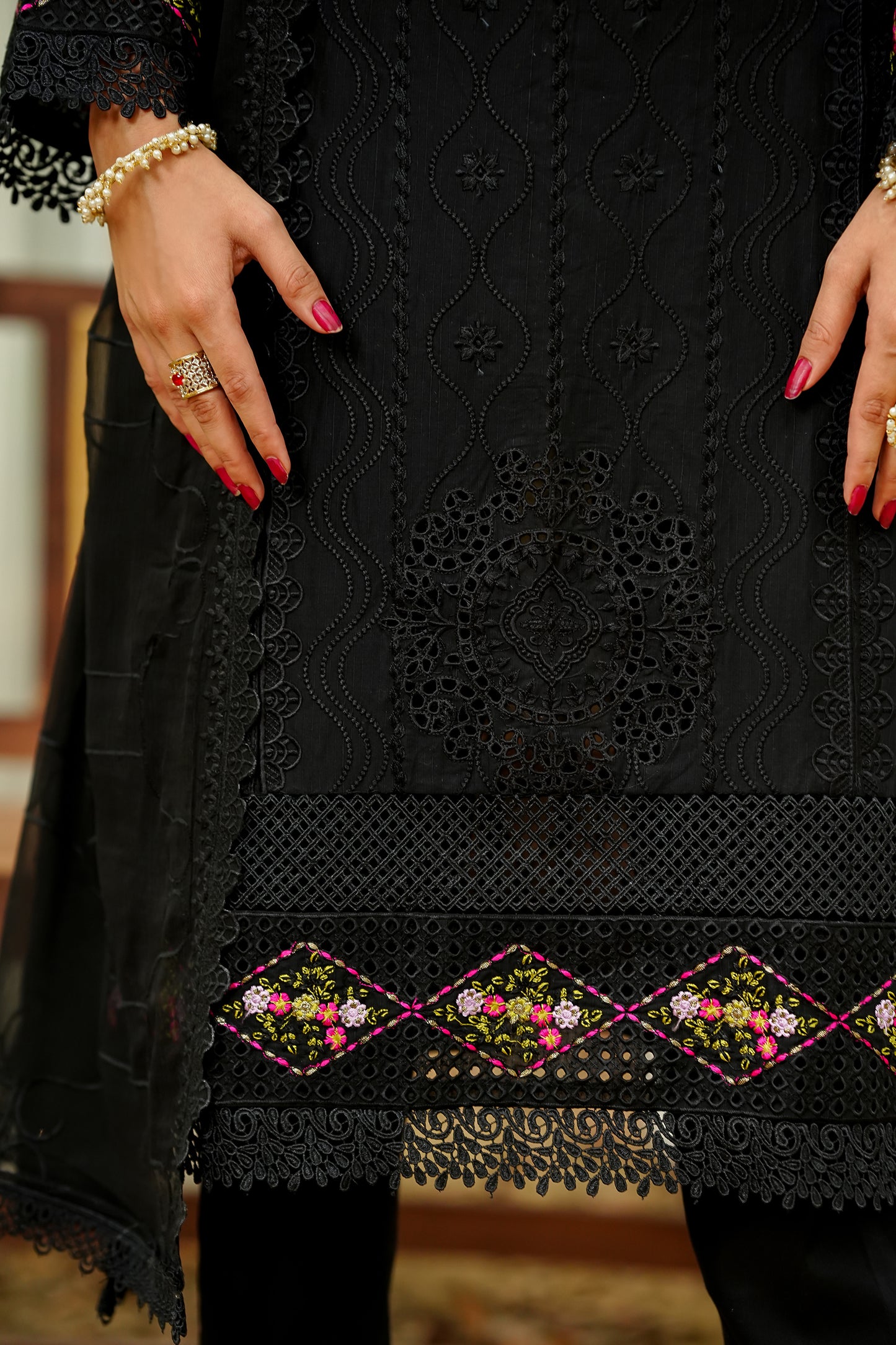 Elegant Black Embroidered Suit