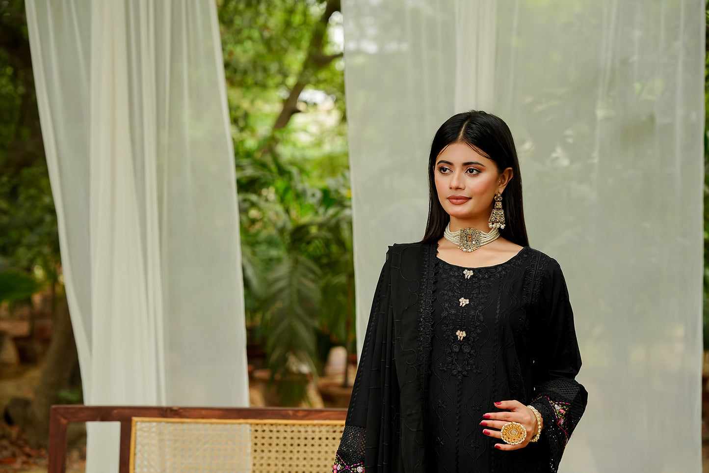 Elegant Black Embroidered Suit