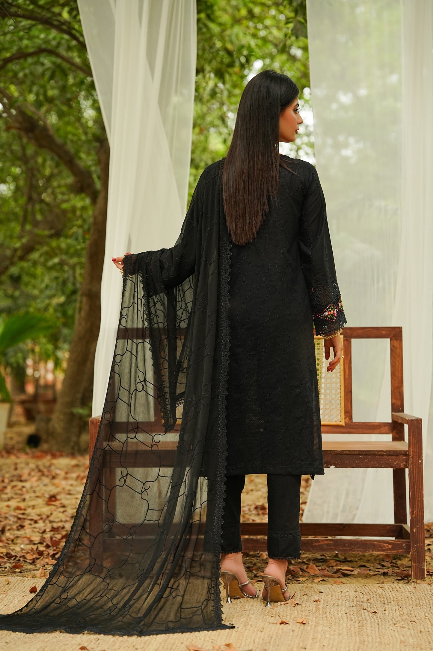 Elegant Black Embroidered Suit