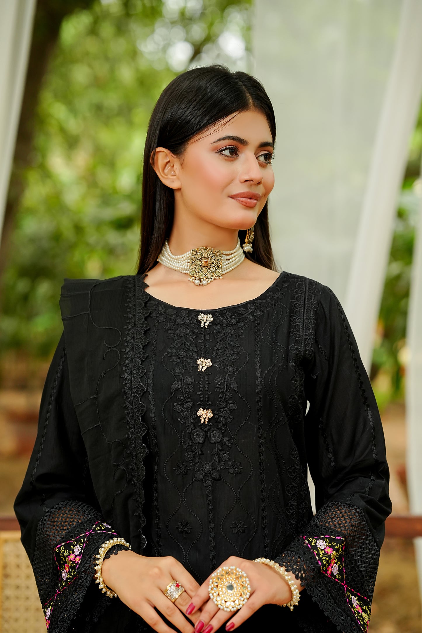 Elegant Black Embroidered Suit