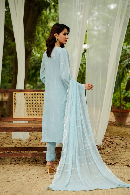 Azure Grace Embroidered Lawn Suit