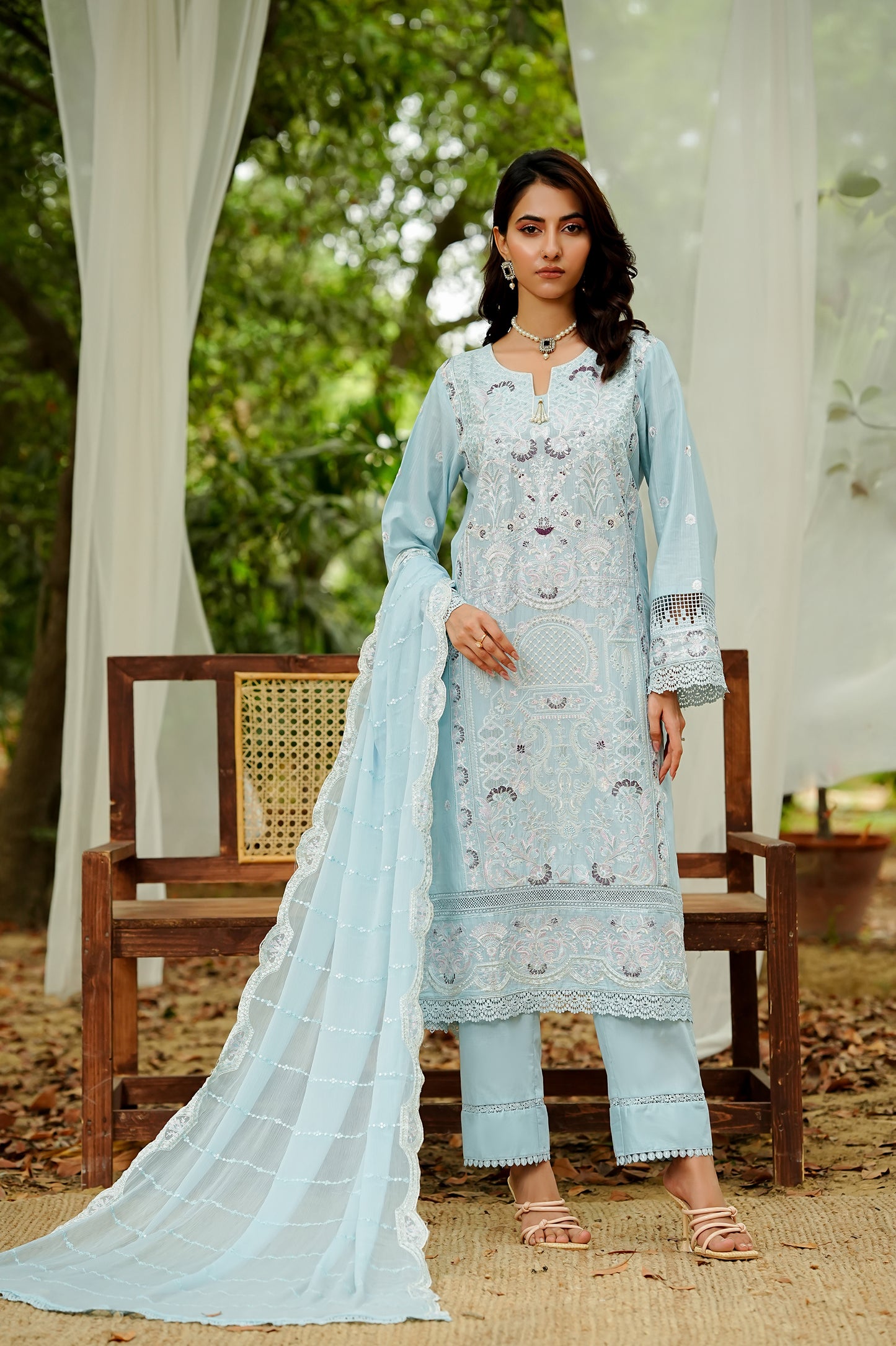 Azure Grace Embroidered Lawn Suit