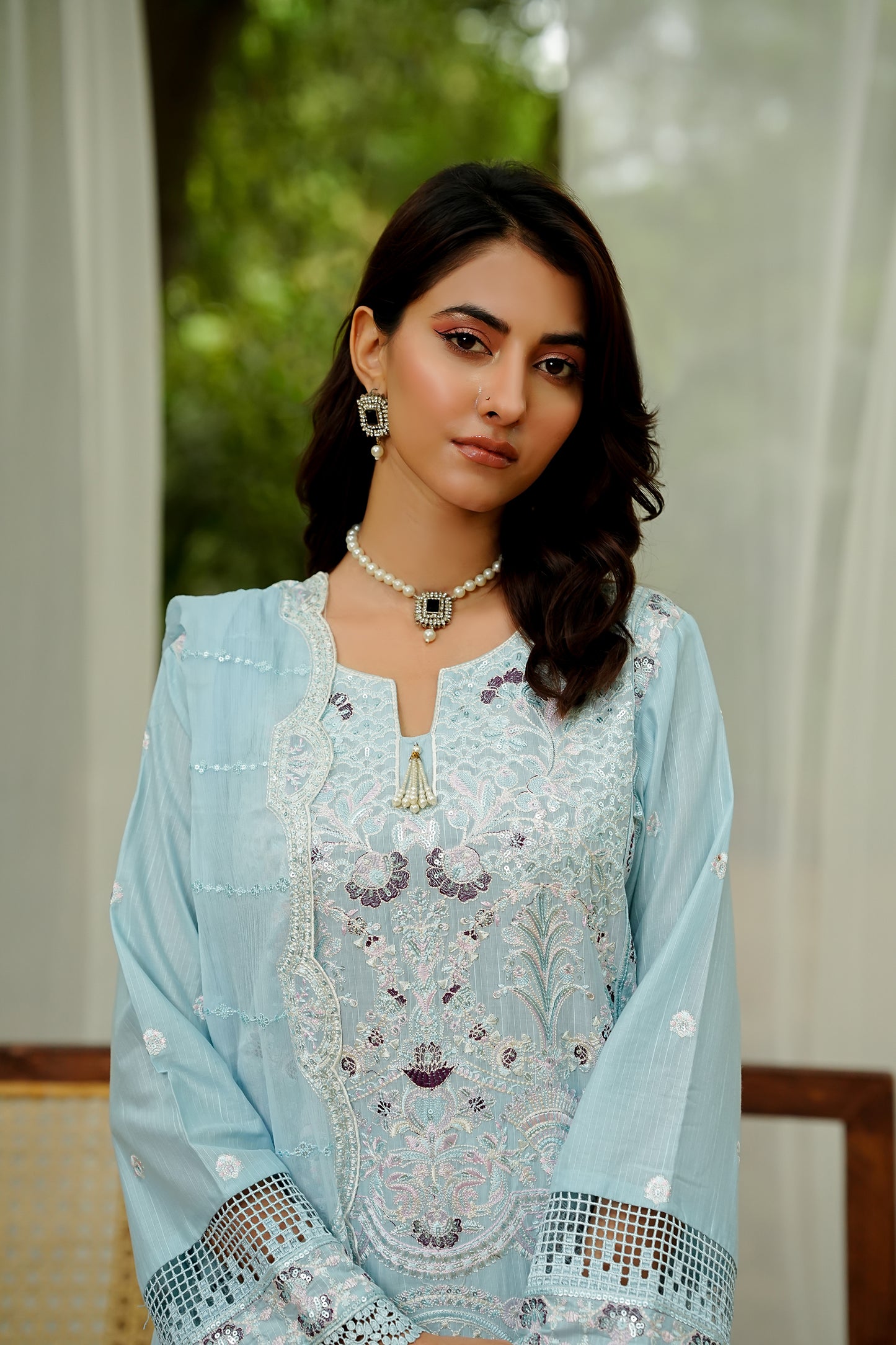 Azure Grace Embroidered Lawn Suit