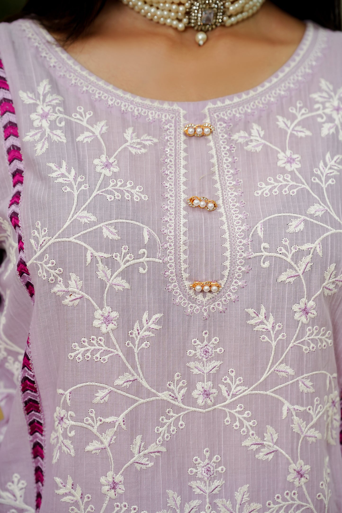 Lavender Lilac Embroidery  Suit