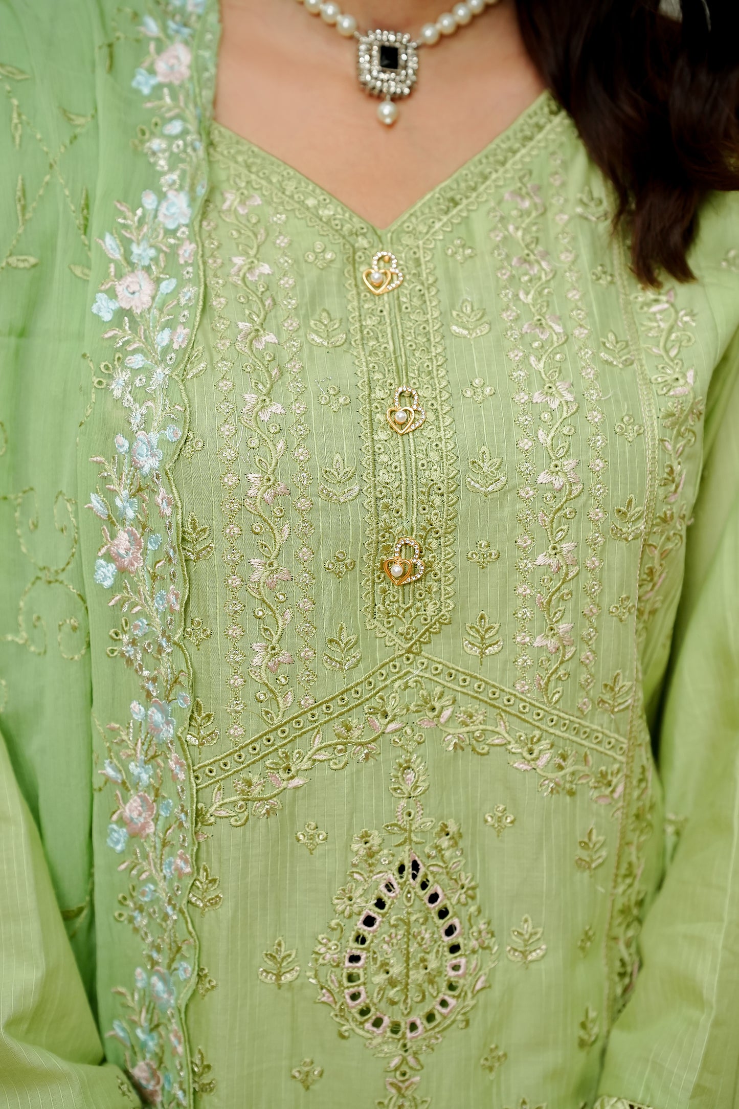 Pistachio Green Embroidered Suit