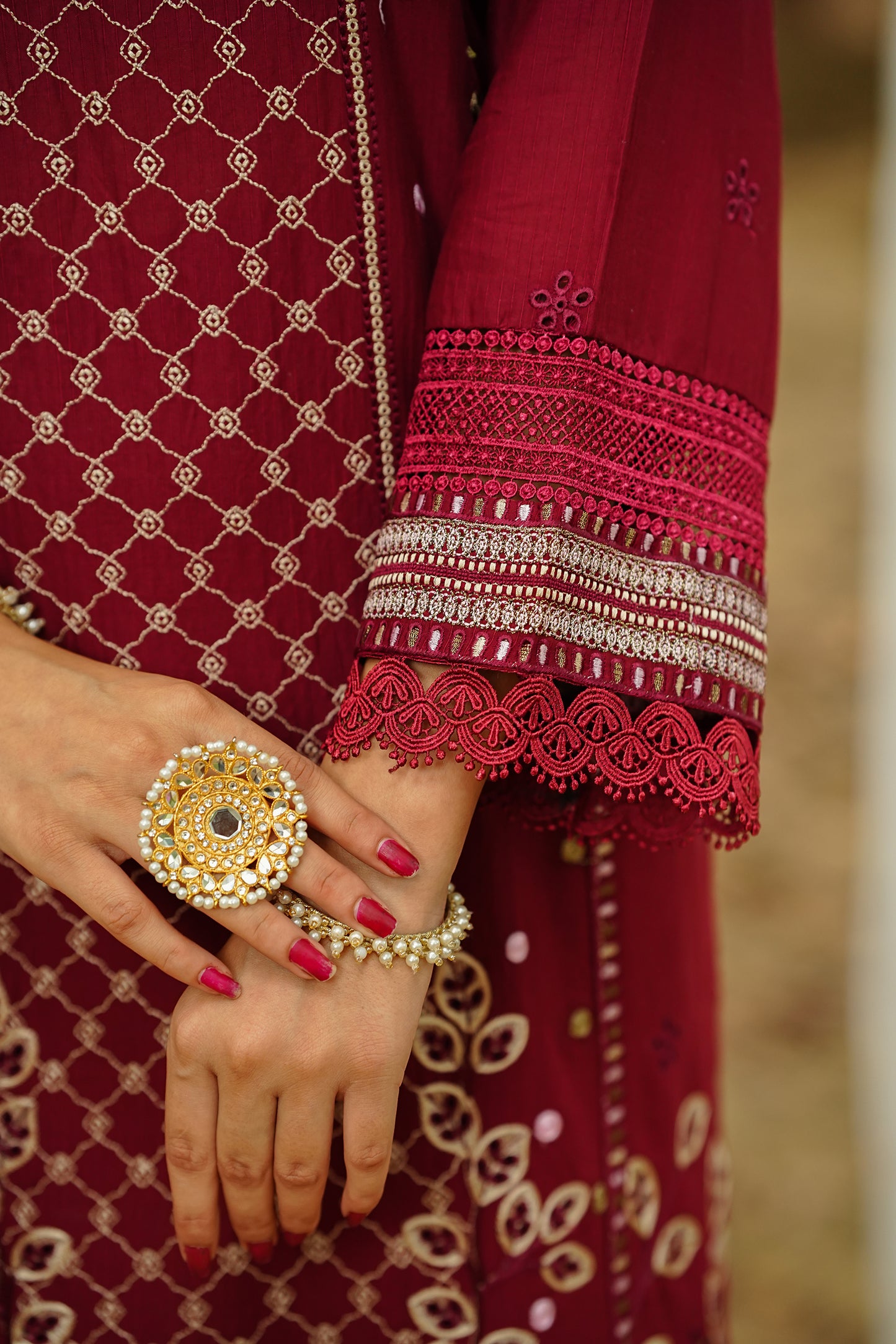 Burgundy Heavy Threadwork Suit