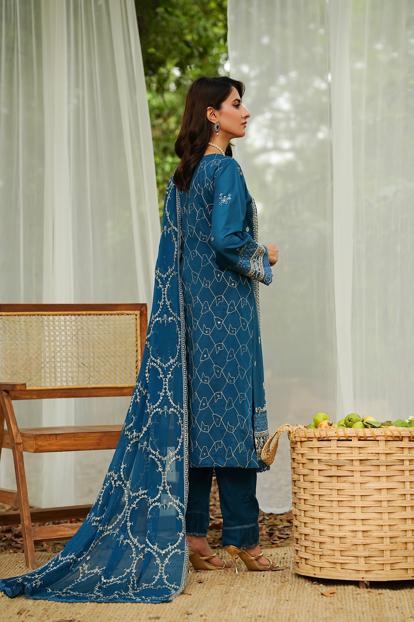 Regal Teal Embroidered Suit