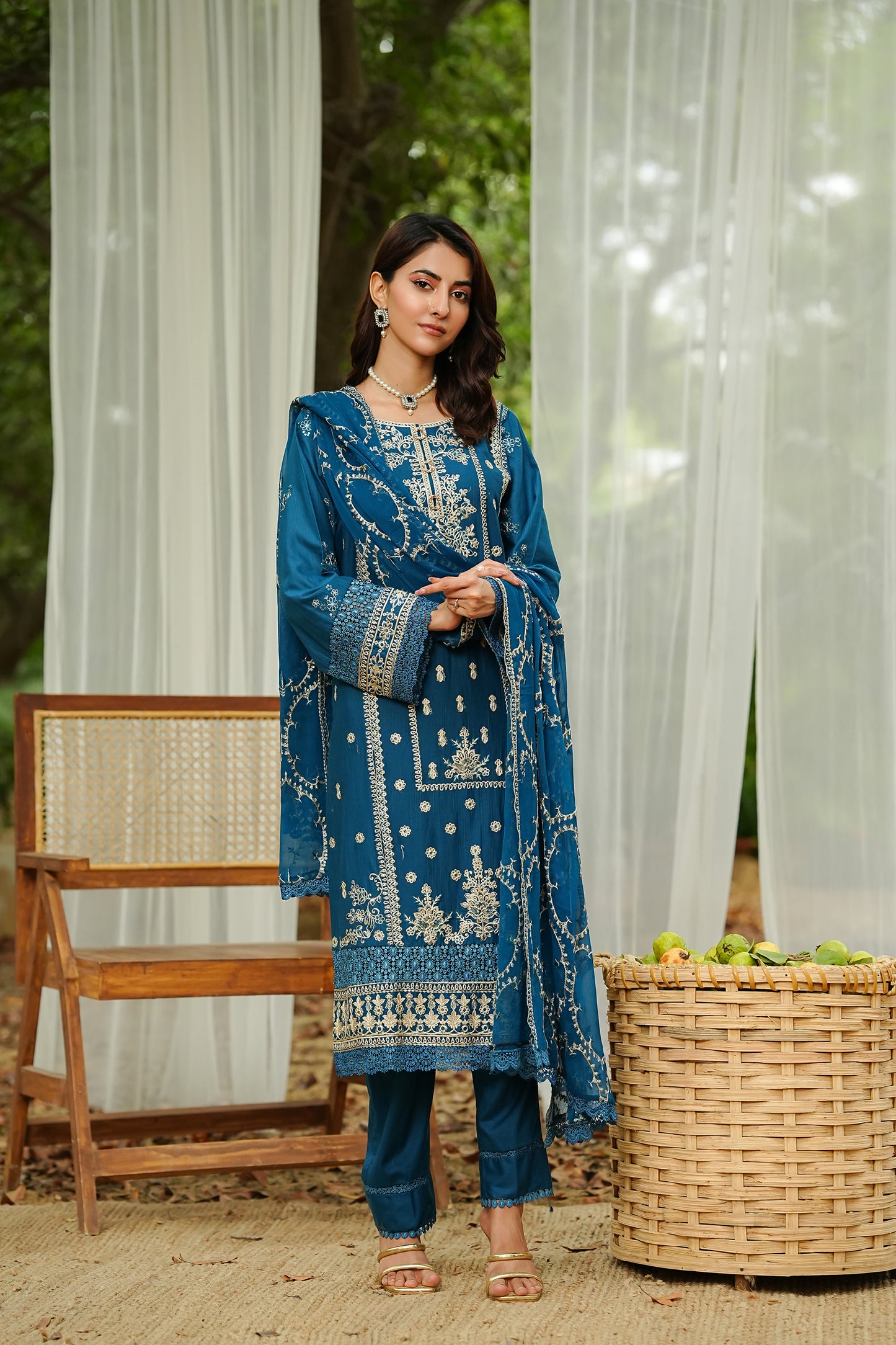 Regal Teal Embroidered Suit