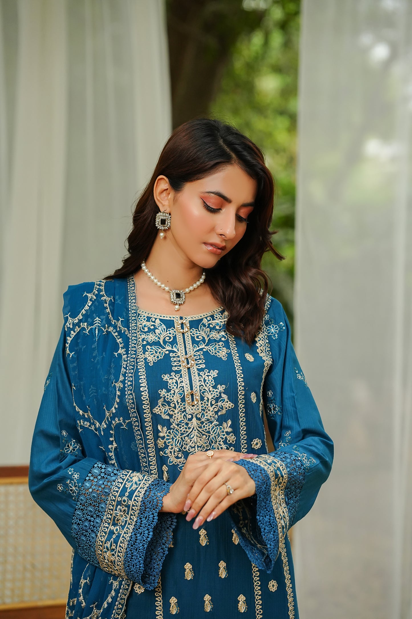 Regal Teal Embroidered Suit