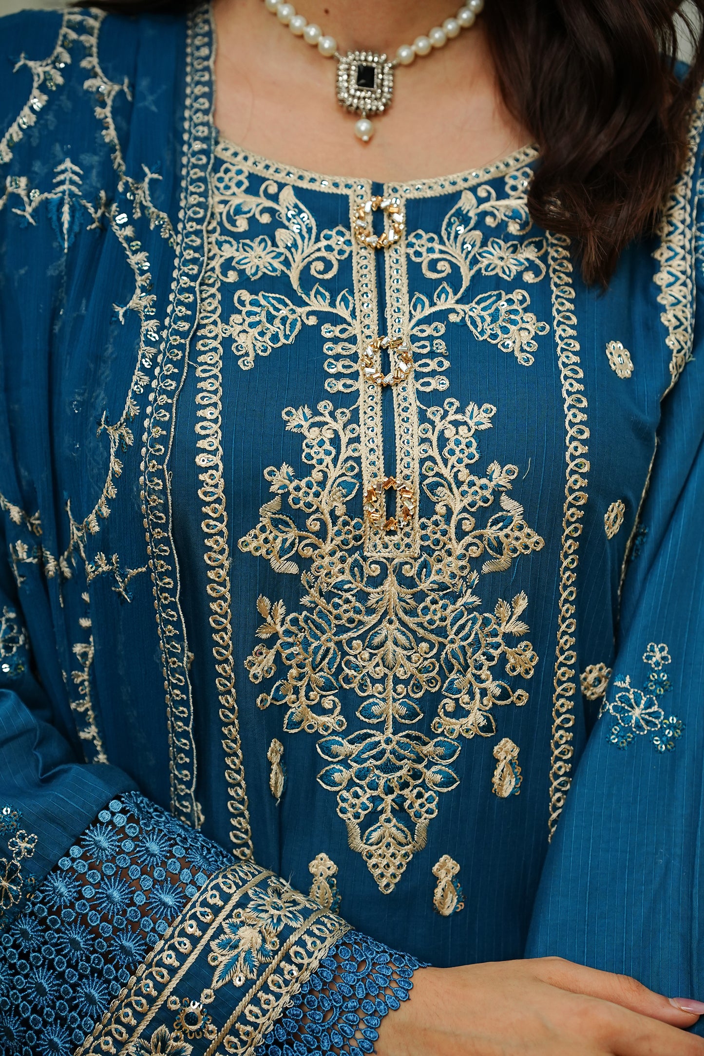 Regal Teal Embroidered Suit