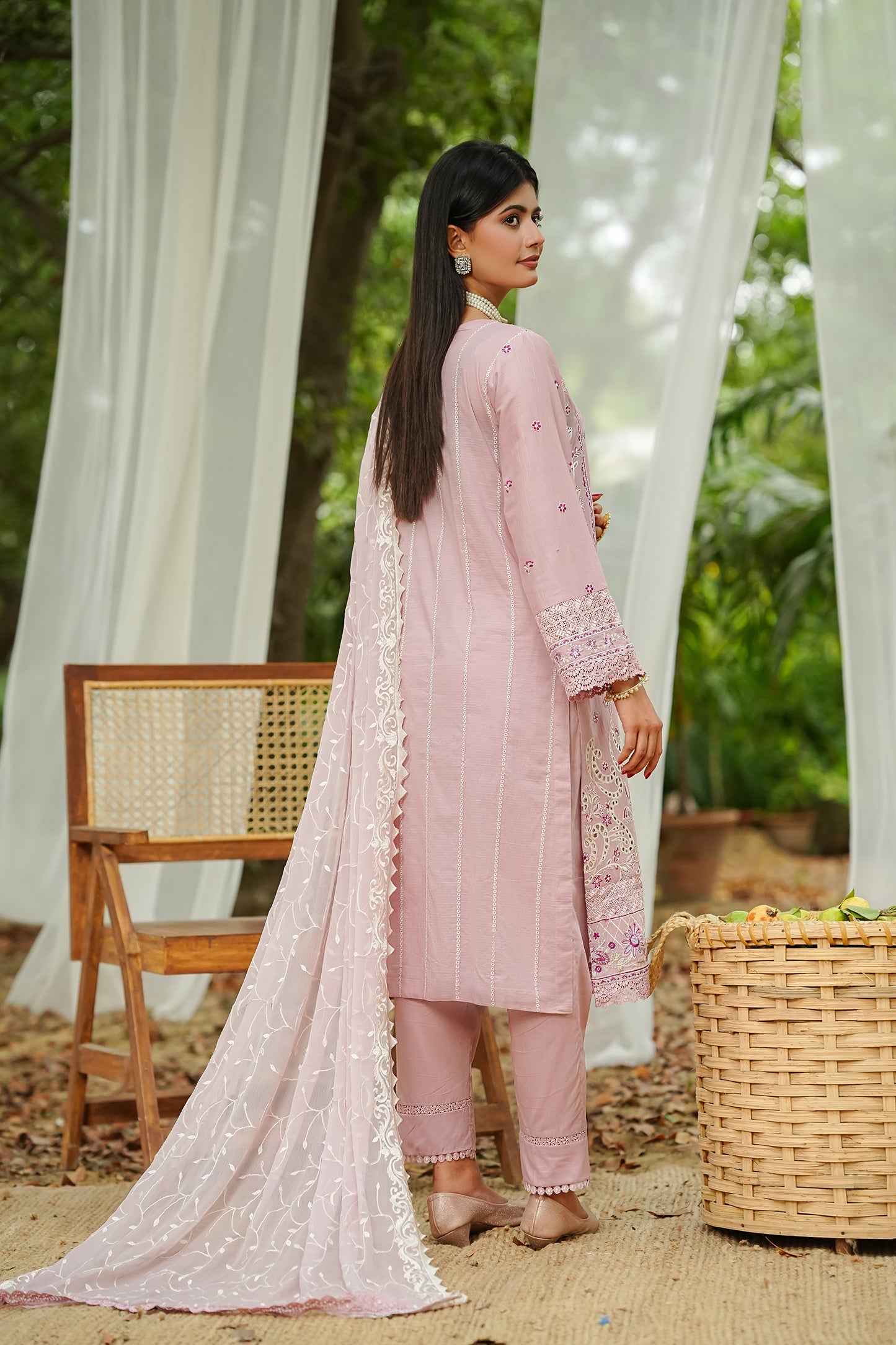 Soft Rose Pink Embroidered Suit