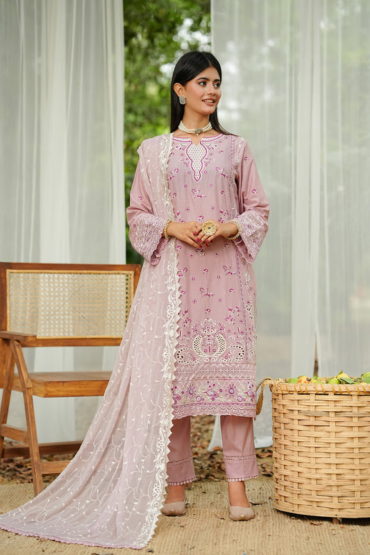 Soft Rose Pink Embroidered Suit