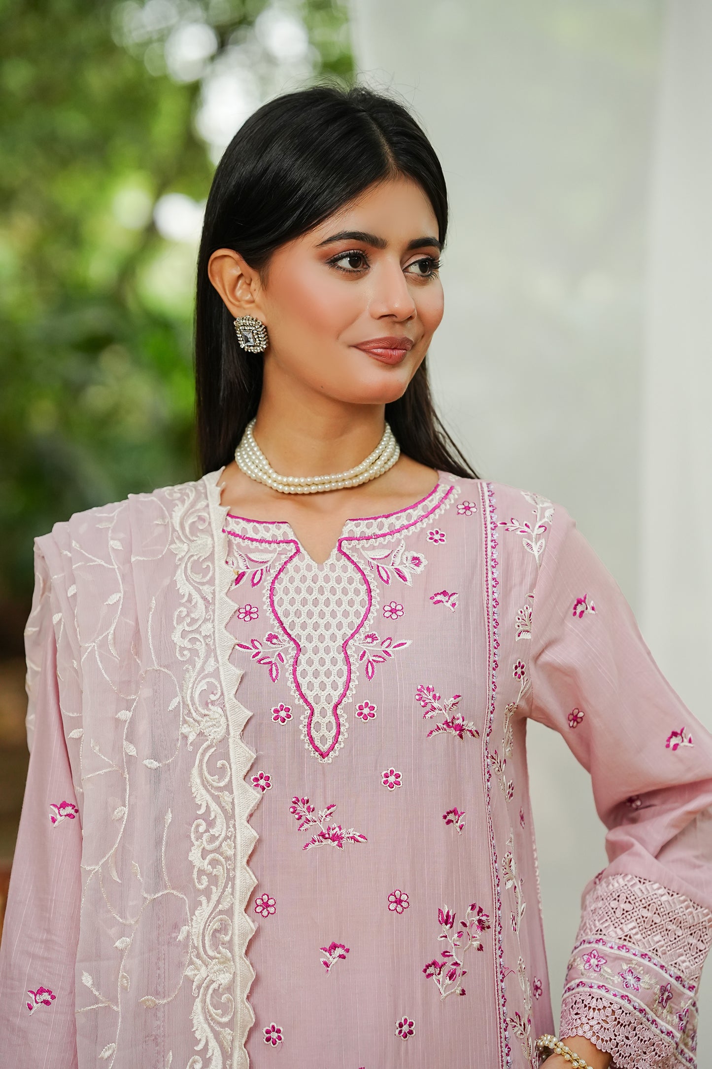 Soft Rose Pink Embroidered Suit