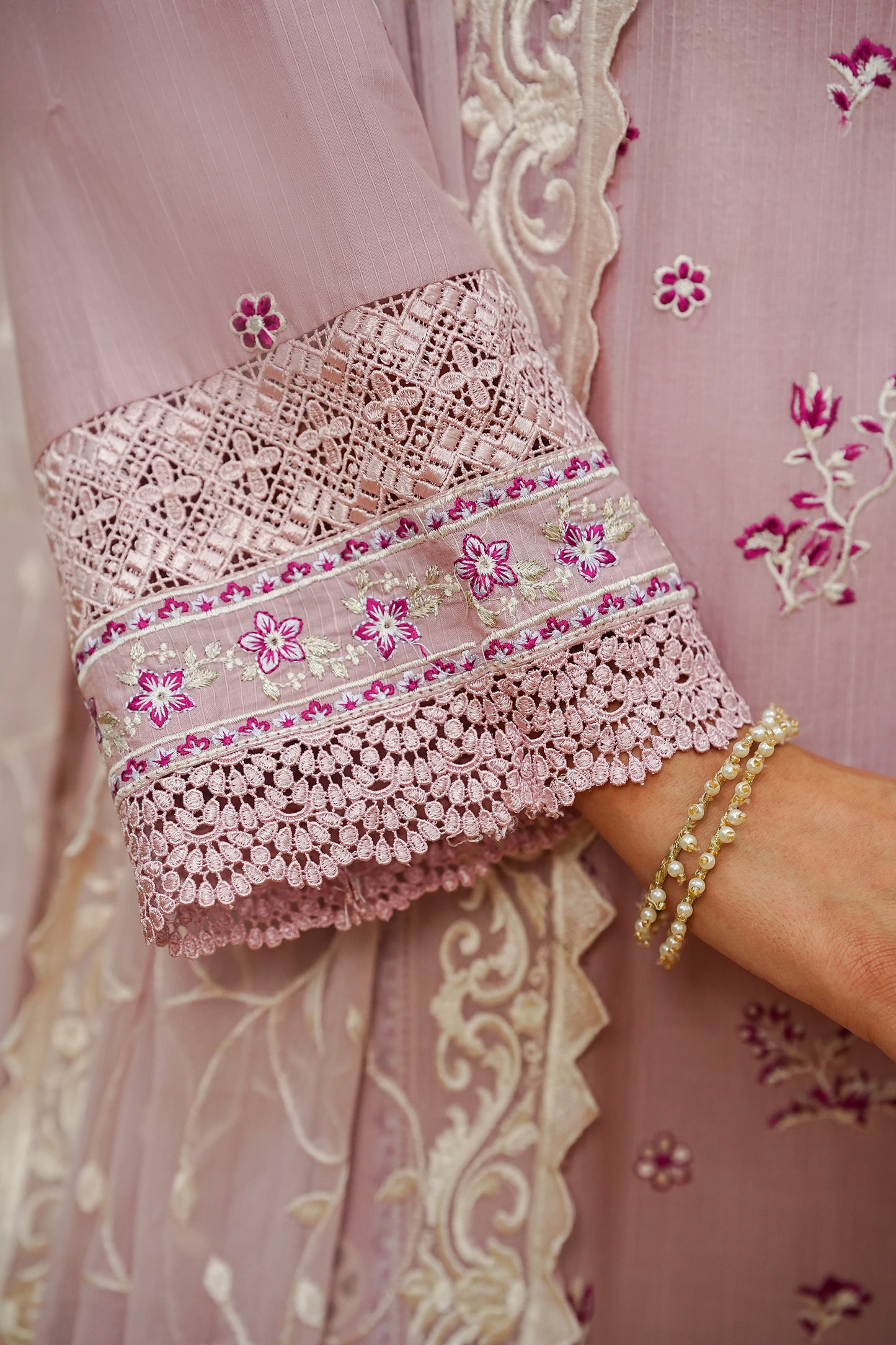 Soft Rose Pink Embroidered Suit