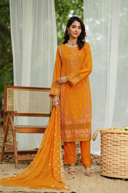 Marigold Orange Embroidered Suit