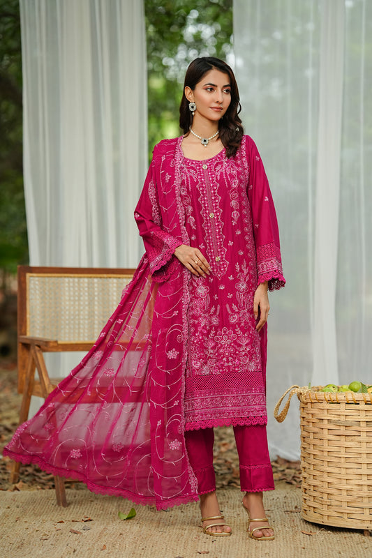 Vibrant Fuchsia Embroidered Lawn Sui